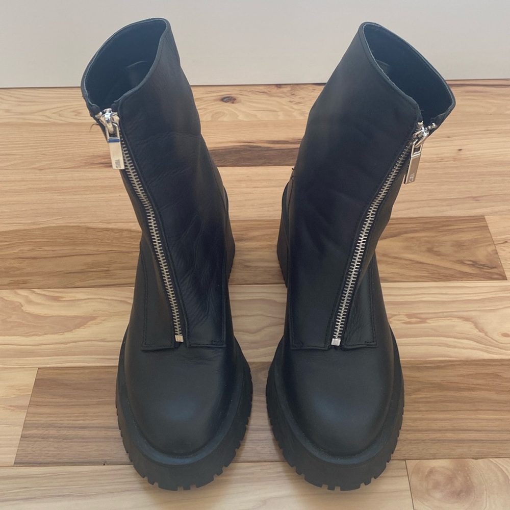 Zara platform zip up boots